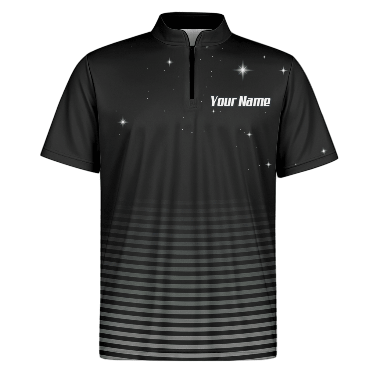 Personalisiertes Alien Weltraum Dart - Jersey Zip - Polo Schwarz - Grau für Herren I1307 - Outfitsuche