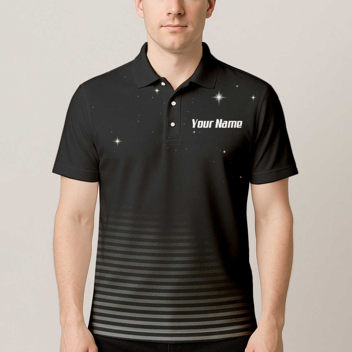 Personalisiertes Alien Weltraum Dart - Jersey Zip - Polo Schwarz - Grau für Herren I1307 - Outfitsuche