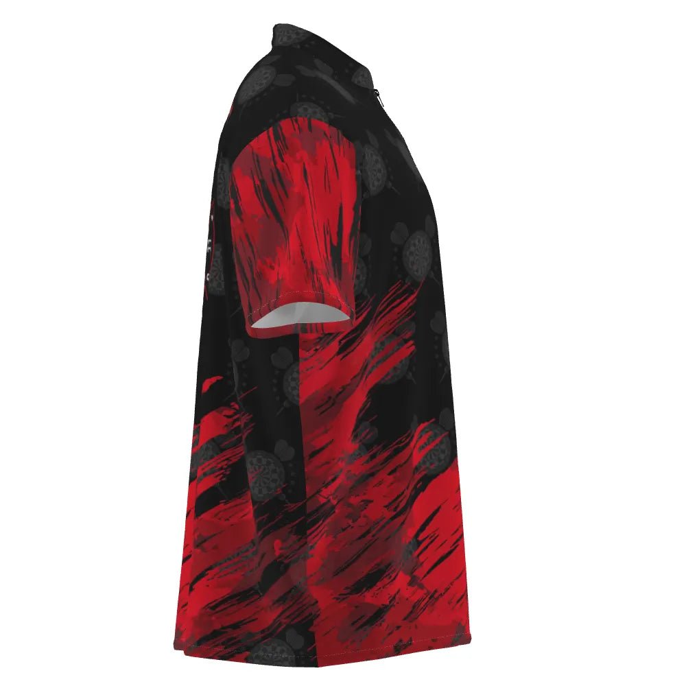 Personalisiertes All Over Print Dart-Shirt mit Totenkopf-Motiv, rotes und schwarzes Dart-Trikot für Herren R76 - Outfitsuche