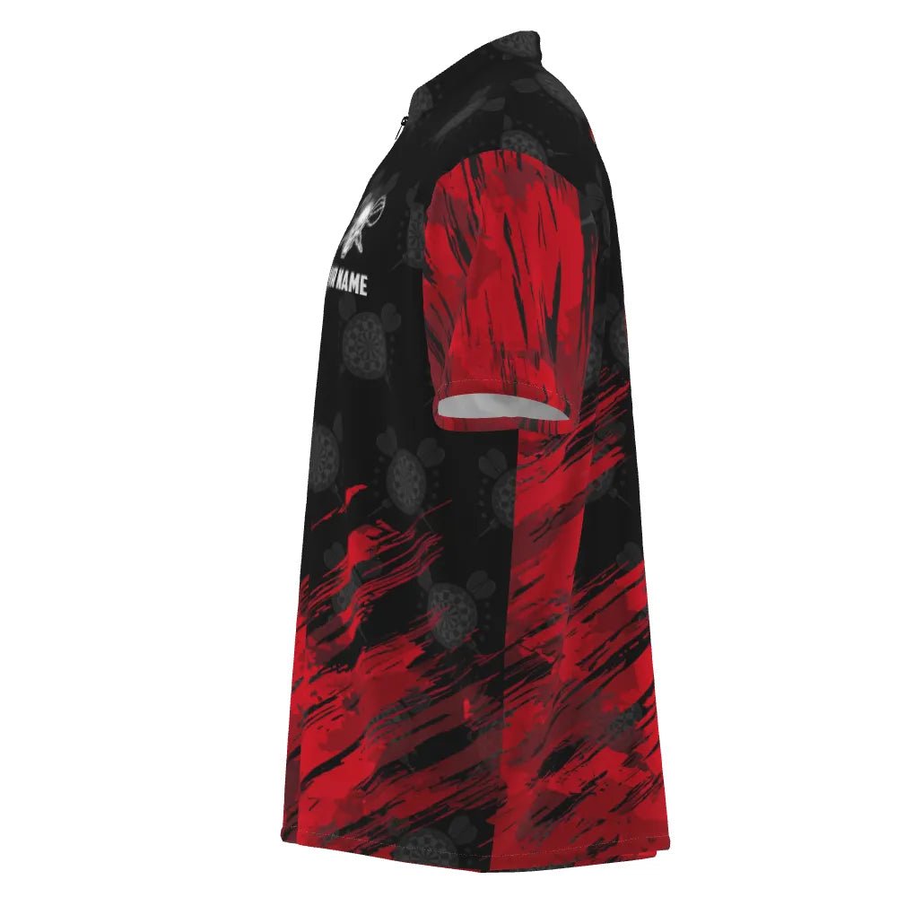 Personalisiertes All Over Print Dart-Shirt mit Totenkopf-Motiv, rotes und schwarzes Dart-Trikot für Herren R76 - Outfitsuche