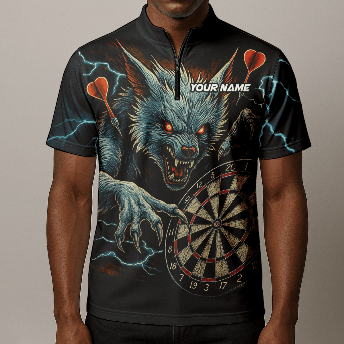 Personalisiertes Black Panther Polohemd mit roten Augen und Blaulicht - Design für Herren V5884 - Outfitsuche