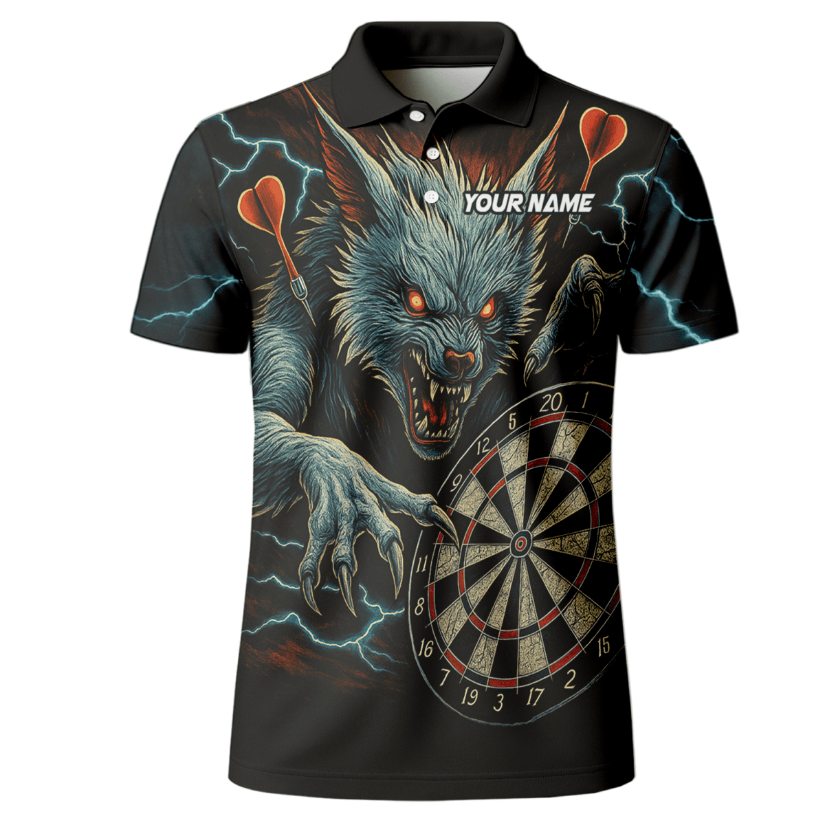 Personalisiertes Black Panther Polohemd mit roten Augen und Blaulicht - Design für Herren V5884 - Outfitsuche