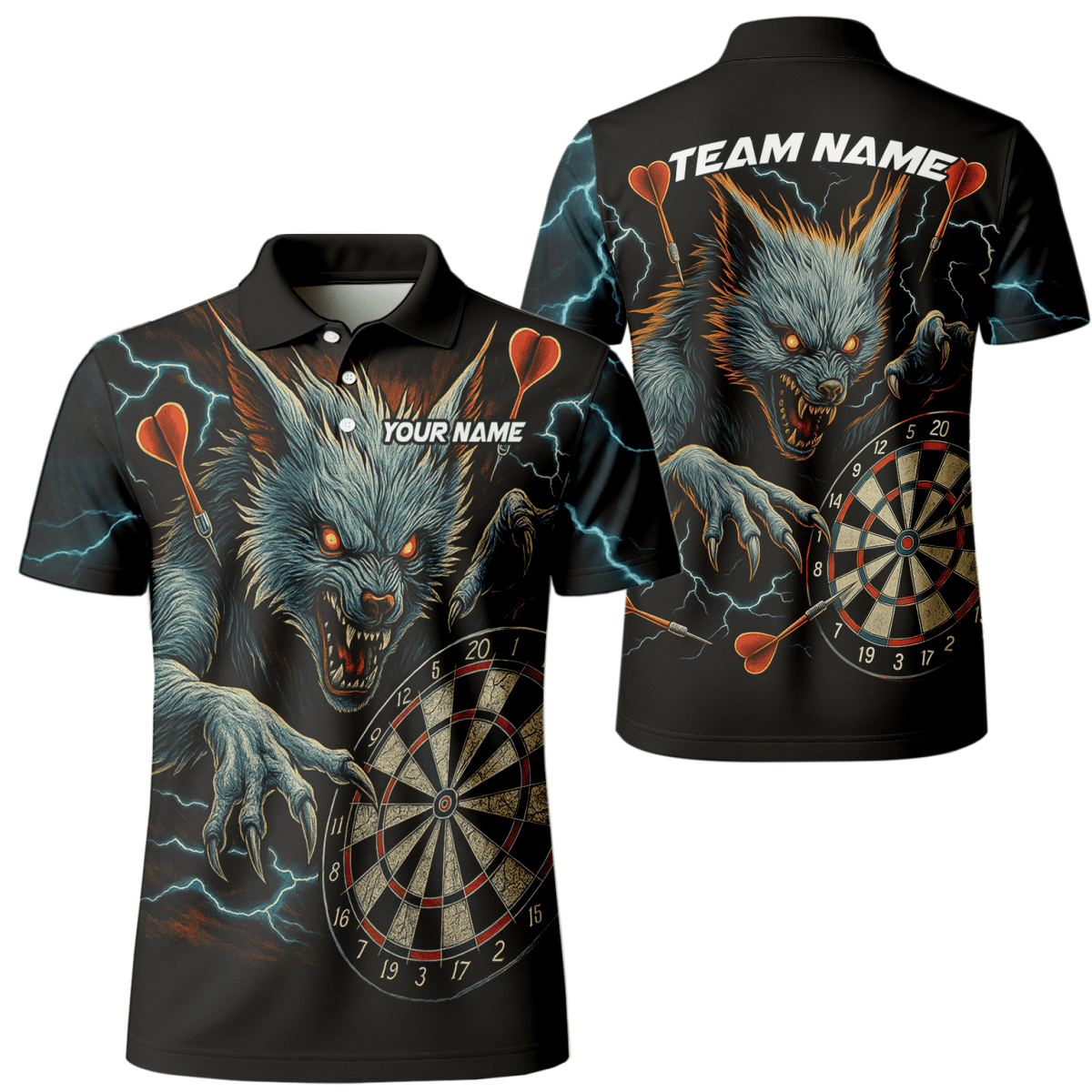Personalisiertes Black Panther Polohemd mit roten Augen und Blaulicht - Design für Herren V5884 - Outfitsuche