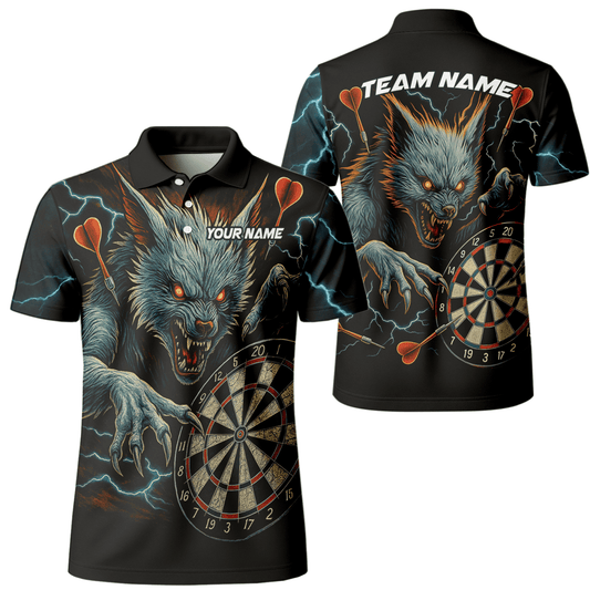 Personalisiertes Black Panther Polohemd mit roten Augen und Blaulicht - Design für Herren V5884 - Outfitsuche
