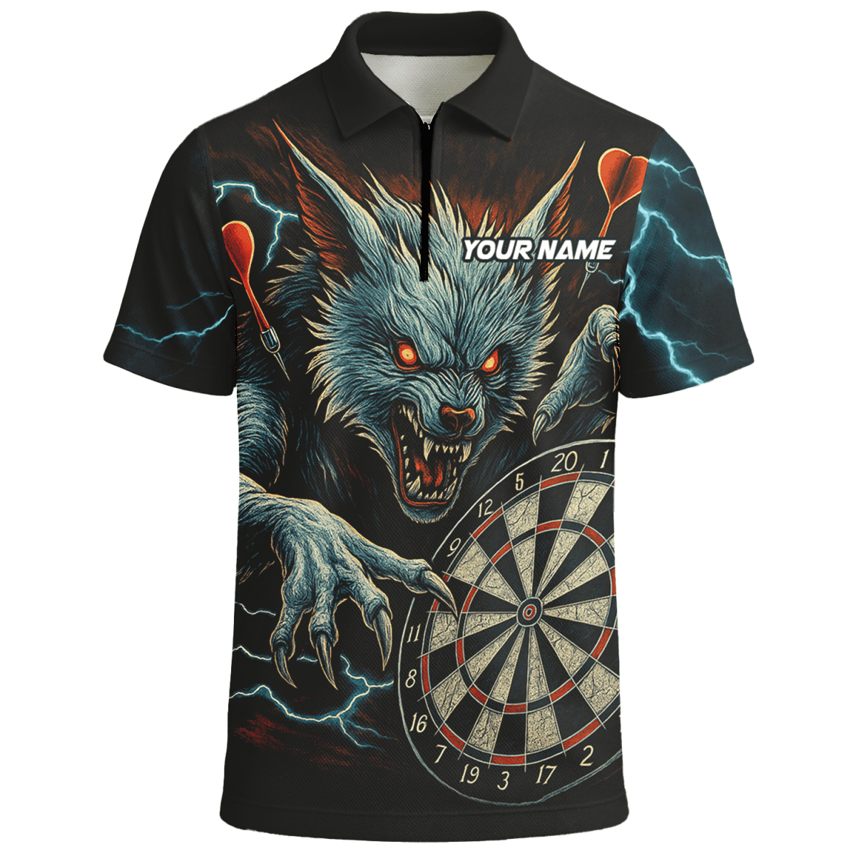 Personalisiertes Black Panther Polohemd mit roten Augen und Blaulicht - Design für Herren V5884 - Outfitsuche