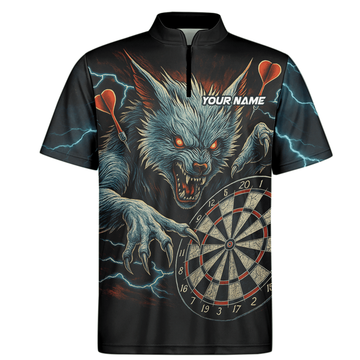 Personalisiertes Black Panther Polohemd mit roten Augen und Blaulicht - Design für Herren V5884 - Outfitsuche