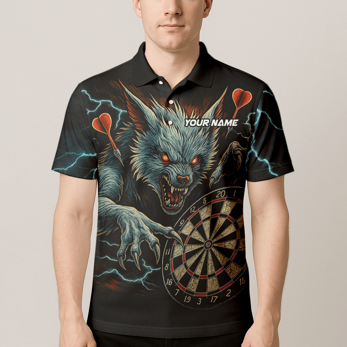 Personalisiertes Black Panther Polohemd mit roten Augen und Blaulicht - Design für Herren V5884 - Outfitsuche