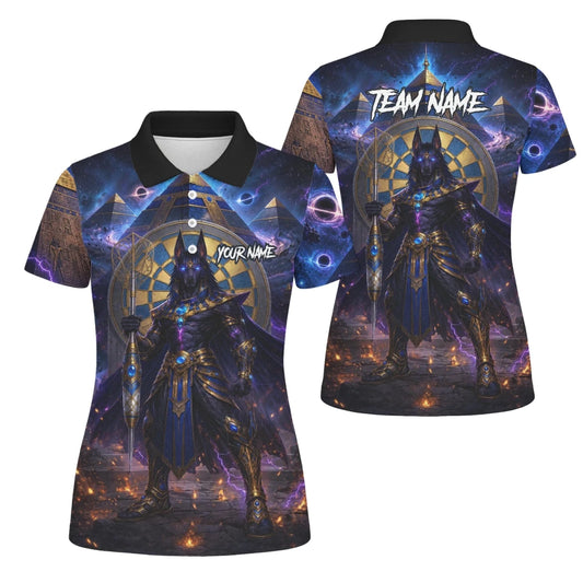 Personalisiertes Blau-gold-schwarzes Anubis-Dartshirt für Damen N118 - Outfitsuche