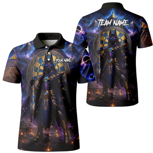 Personalisiertes Blau-gold-schwarzes Anubis-Dartshirt für Herren N118 - Outfitsuche