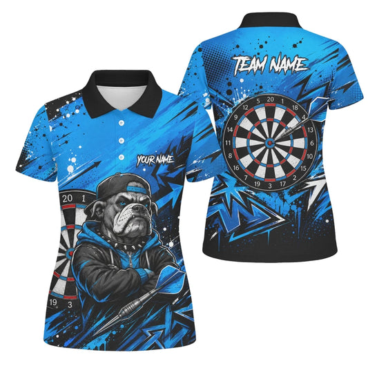Personalisiertes Blau-schwarzes Bulldoggen-Dartshirt für Damen D529 - Outfitsuche