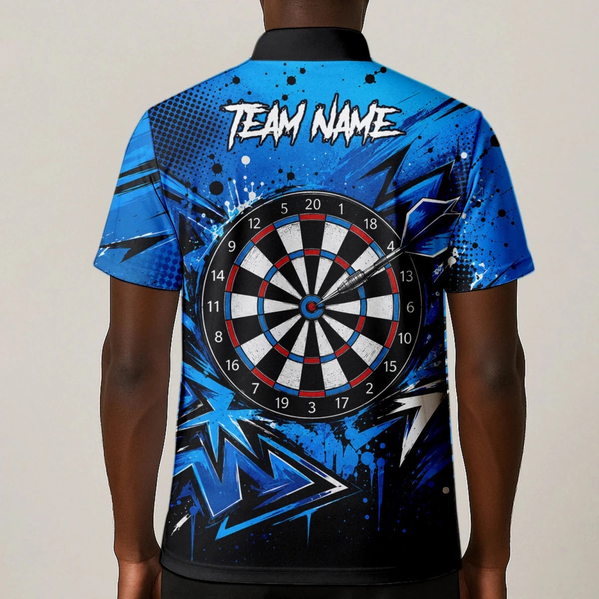 Personalisiertes Blau-schwarzes Bulldoggen-Dartshirt für Herren D529 - Outfitsuche