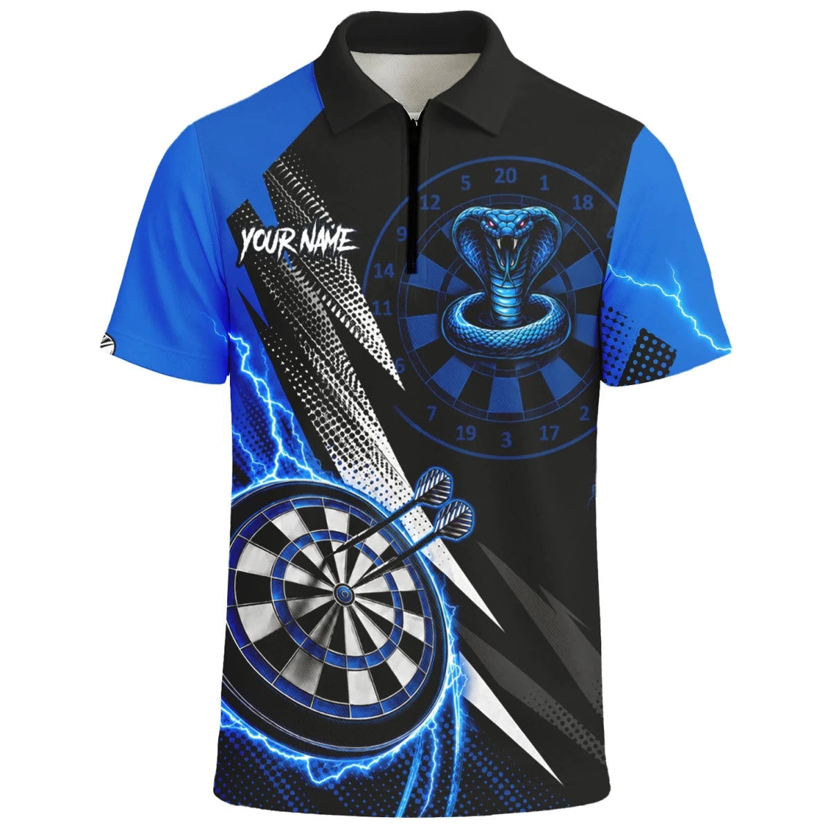 Personalisiertes Blaues Kobra-Blitz Dart Poloshirt für Herren S015 - Outfitsuche