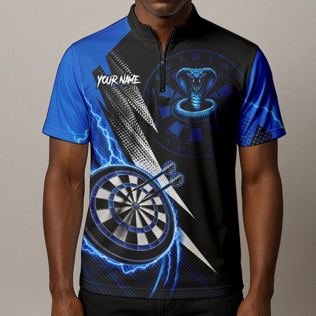 Personalisiertes Blaues Kobra-Blitz Dart Poloshirt für Herren S015 - Outfitsuche