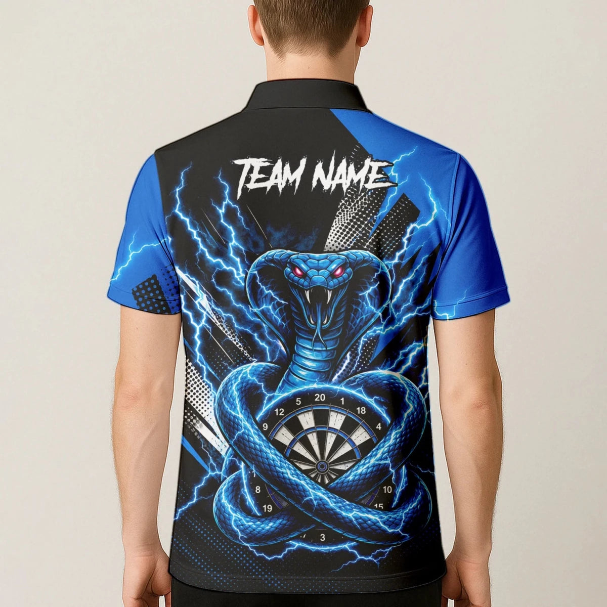 Personalisiertes Blaues Kobra-Blitz Dart Poloshirt für Herren S015 - Outfitsuche