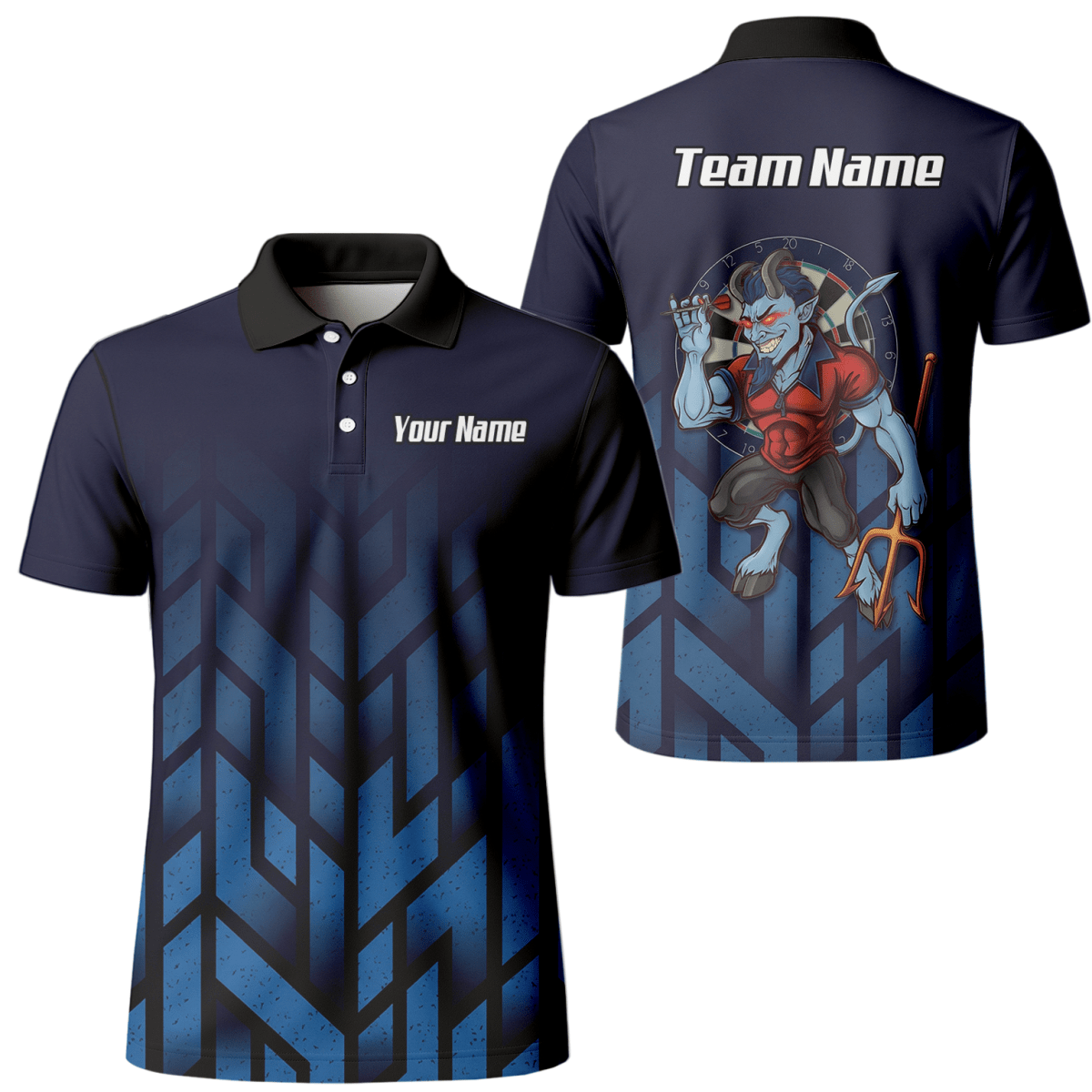Personalisiertes Blue Devil Dart - Trikot Polo mit Reißverschluss Navy Geometrisch für Herren R1762 - Outfitsuche
