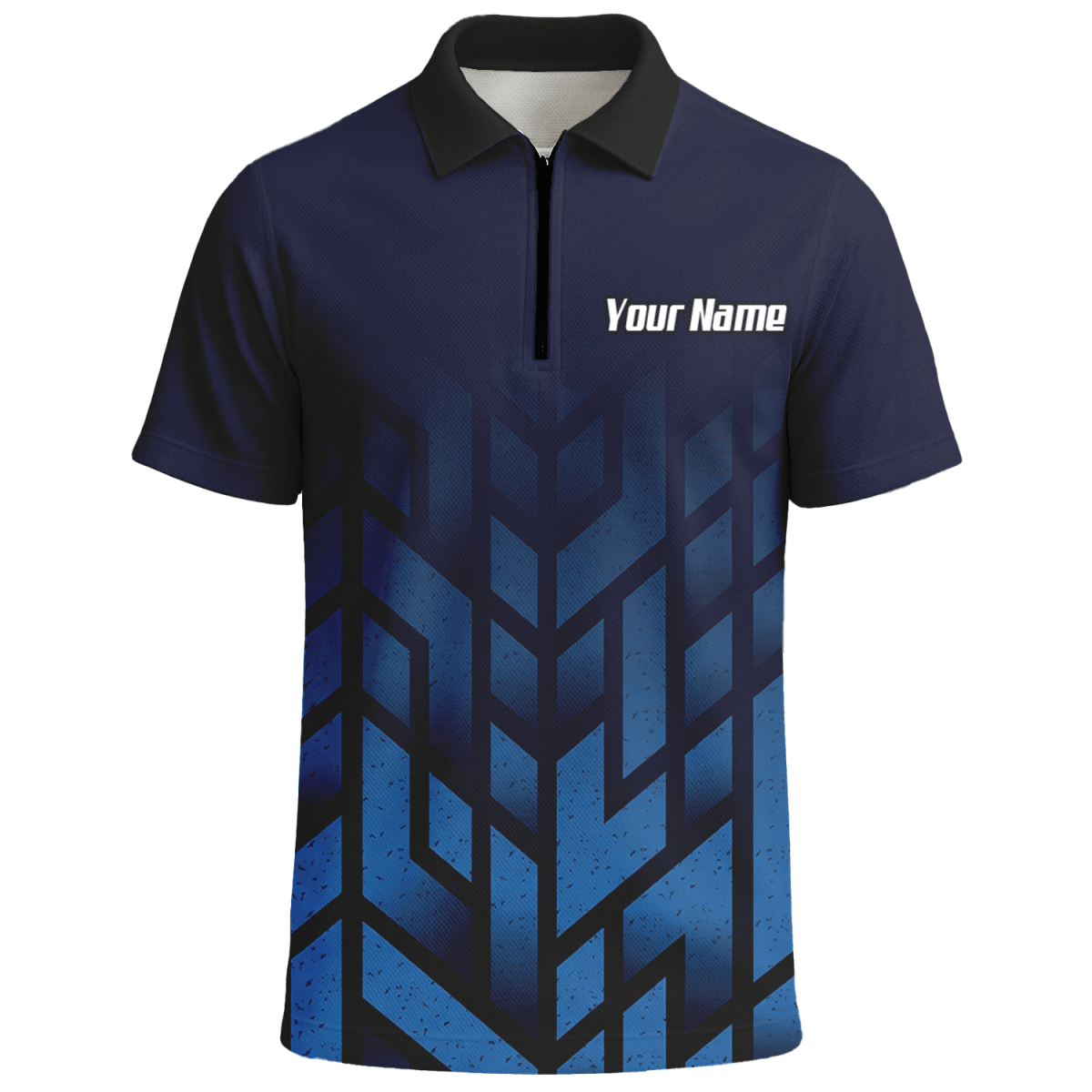 Personalisiertes Blue Devil Dart - Trikot Polo mit Reißverschluss Navy Geometrisch für Herren R1762 - Outfitsuche