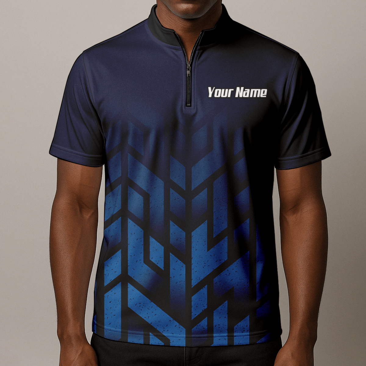 Personalisiertes Blue Devil Dart - Trikot Polo mit Reißverschluss Navy Geometrisch für Herren R1762 - Outfitsuche