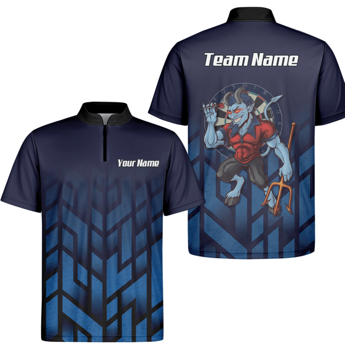 Personalisiertes Blue Devil Dart - Trikot Polo mit Reißverschluss Navy Geometrisch für Herren R1762 - Outfitsuche
