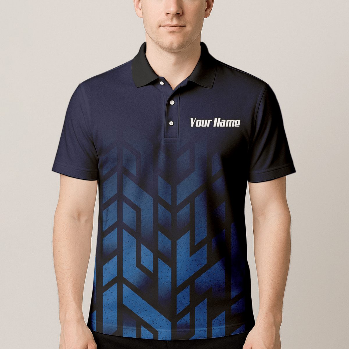Personalisiertes Blue Devil Dart - Trikot Polo mit Reißverschluss Navy Geometrisch für Herren R1762 - Outfitsuche