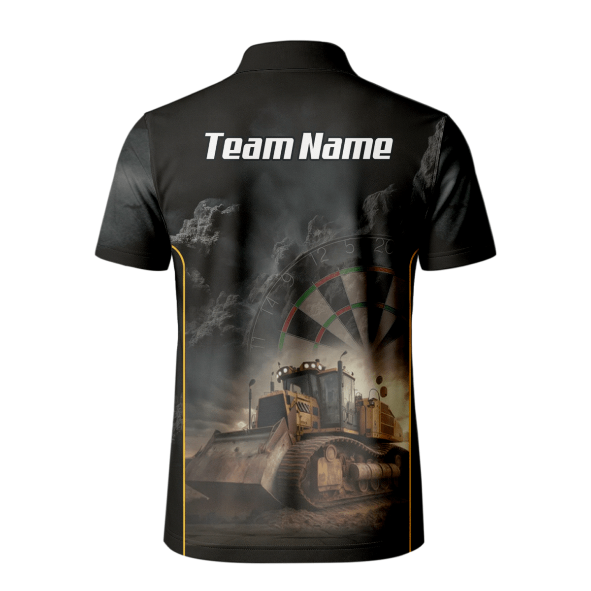Personalisiertes Bulldozer Dart - Trikot Polo mit Reißverschluss für Herren – Individuelles Baustellen - Design Schwarz - Gelb T4397 - Outfitsuche