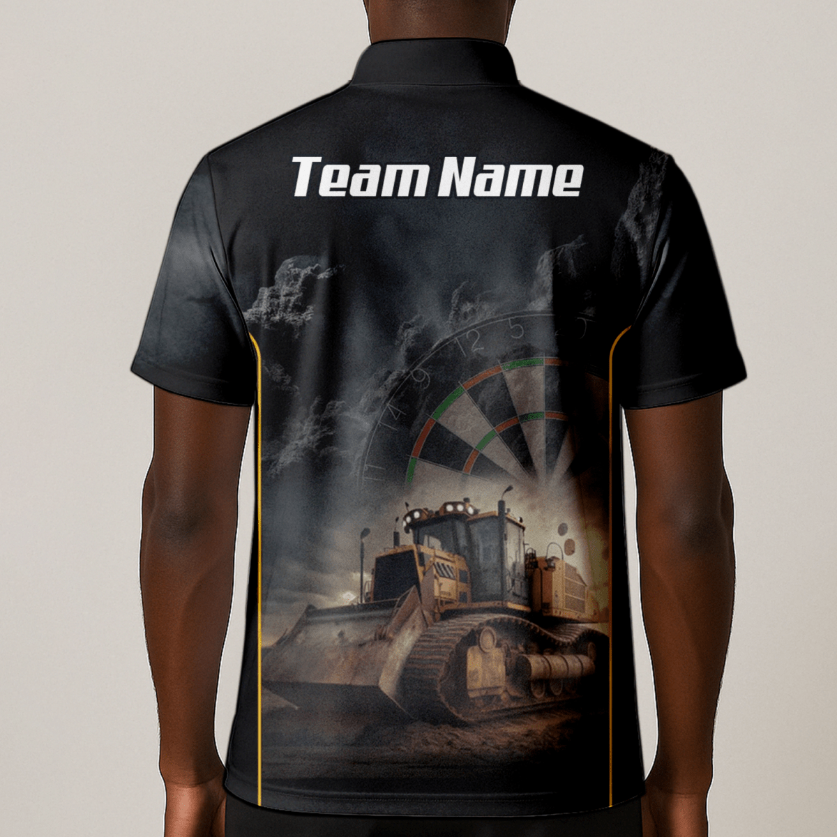 Personalisiertes Bulldozer Dart - Trikot Polo mit Reißverschluss für Herren – Individuelles Baustellen - Design Schwarz - Gelb T4397 - Outfitsuche