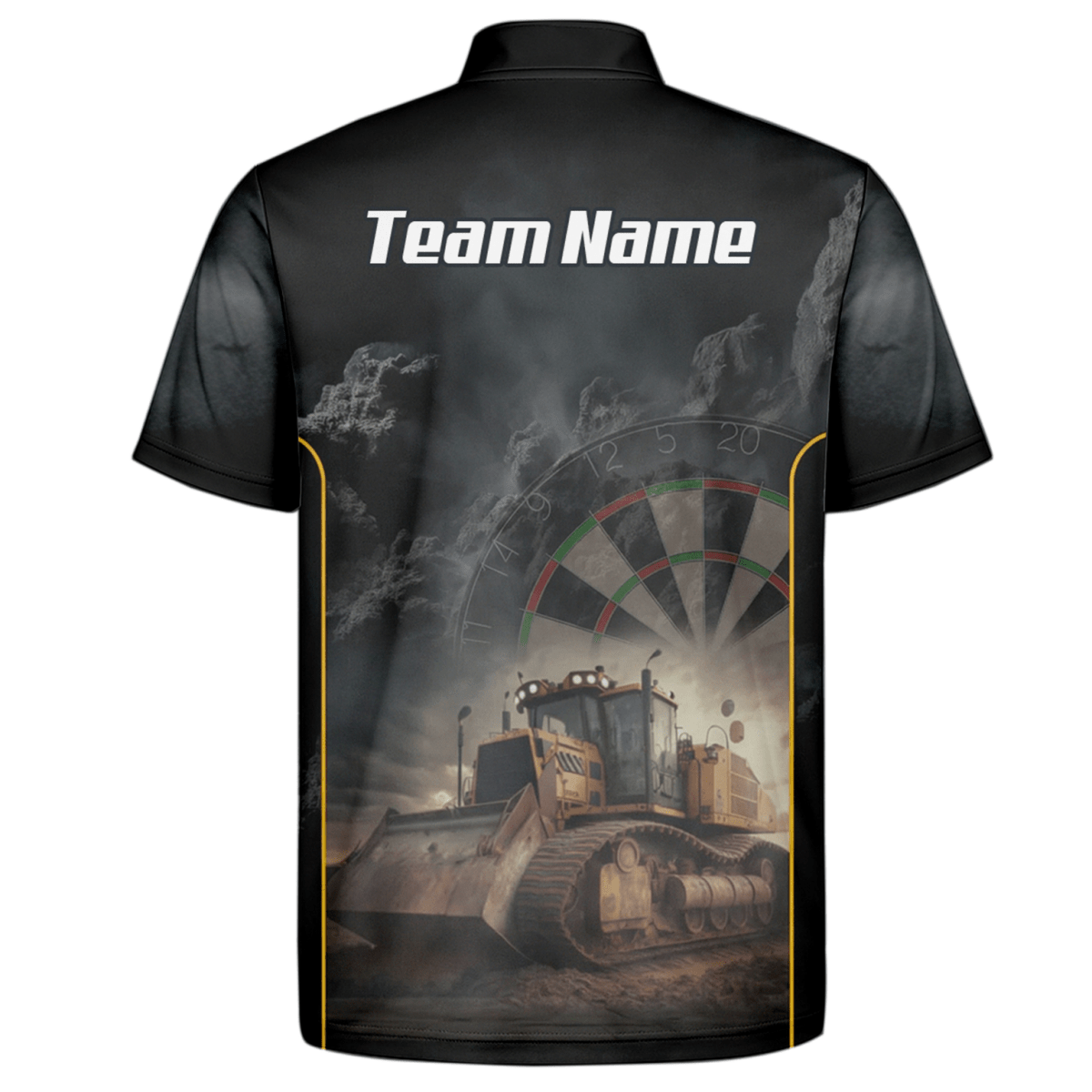 Personalisiertes Bulldozer Dart - Trikot Polo mit Reißverschluss für Herren – Individuelles Baustellen - Design Schwarz - Gelb T4397 - Outfitsuche
