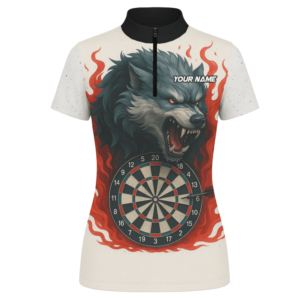 Personalisiertes Cartoon Hai Dart Trikot Damen – Individueller Name & Team – Polo Shirt Schwarz Blau L1234 - Outfitsuche