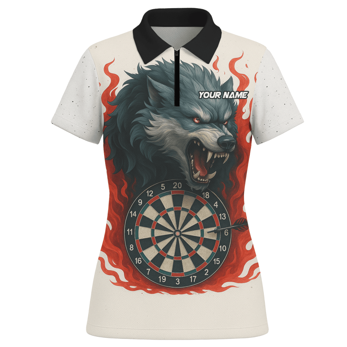 Personalisiertes Cartoon Hai Dart Trikot Damen – Individueller Name & Team – Polo Shirt Schwarz Blau L1234 - Outfitsuche