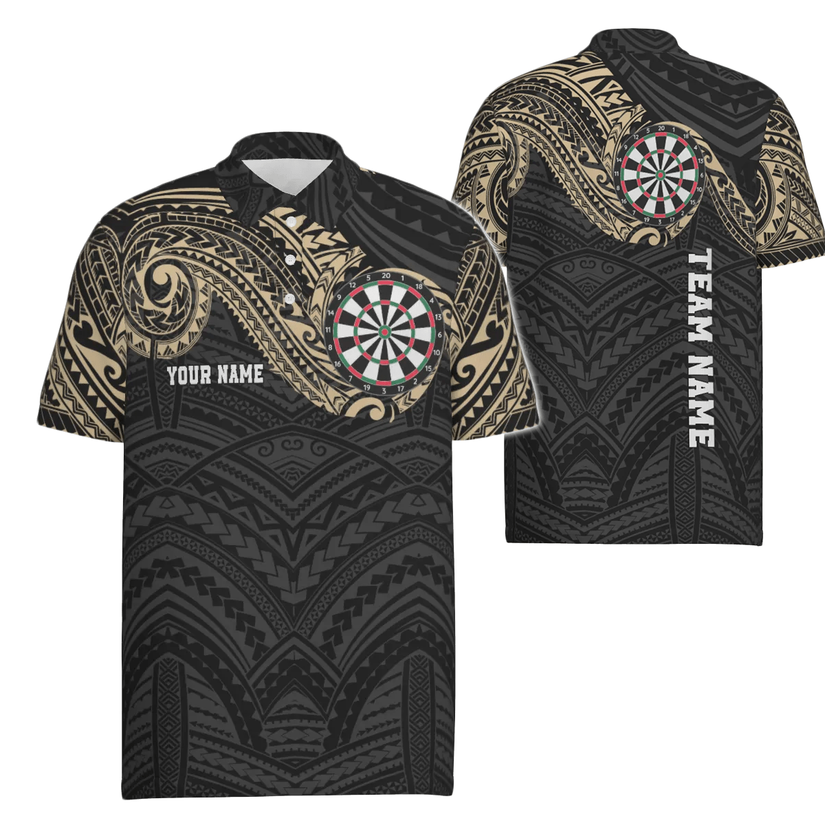 Personalisiertes Champion Tribal Herren Darts Polo Shirt, individuell anpassbares Darts Shirt für Männer, Dart Trikots E194 - Outfitsuche