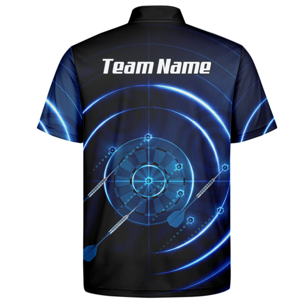Personalisiertes Cyber Target Dart - Trikot Blau - Schwarz Polo mit Reißverschluss für Herren Individuelles Neon - Radar - Design I6871 - Outfitsuche