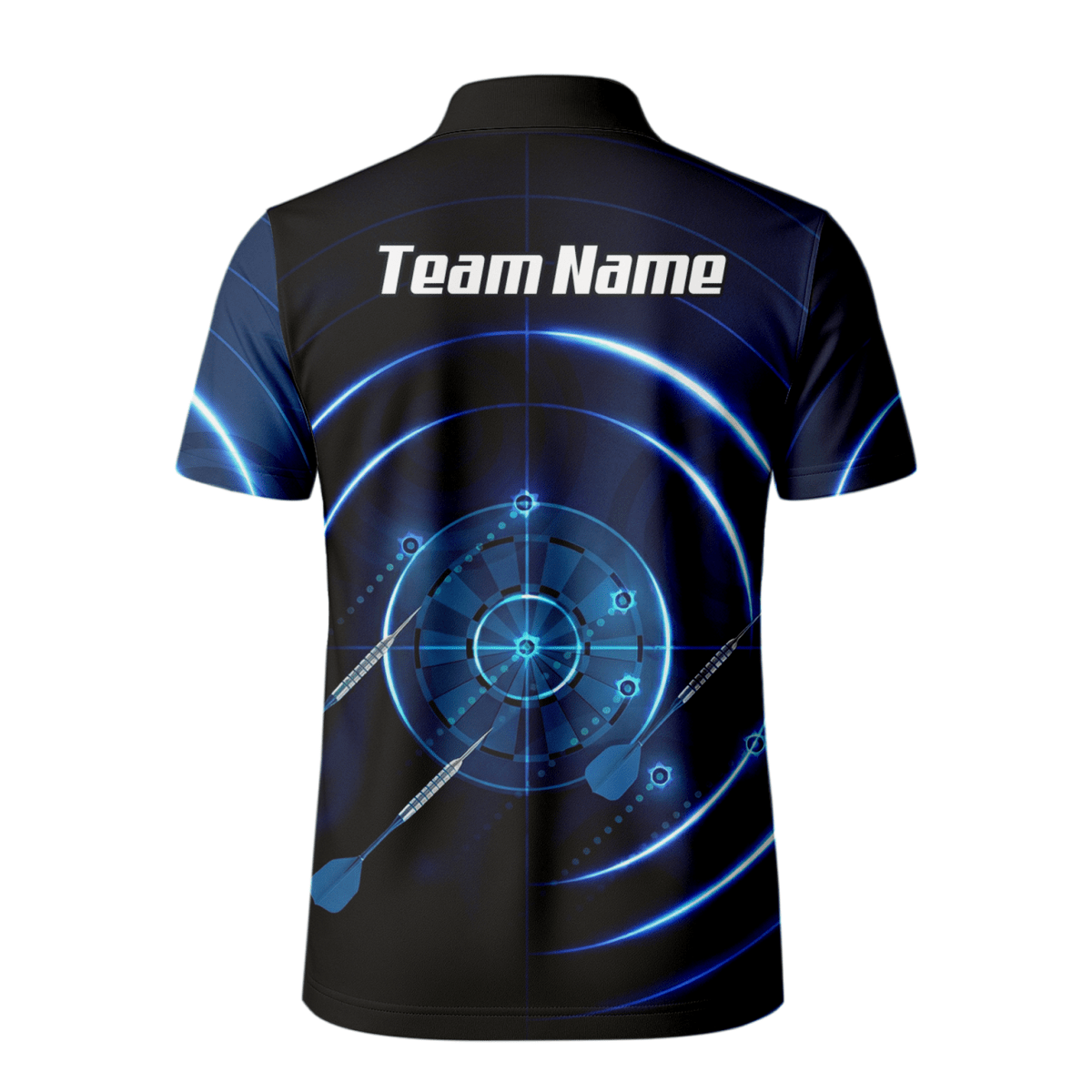 Personalisiertes Cyber Target Dart - Trikot Blau - Schwarz Polo mit Reißverschluss für Herren Individuelles Neon - Radar - Design I6871 - Outfitsuche