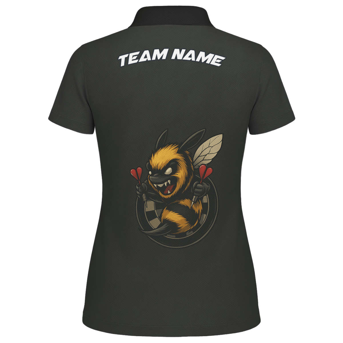 Personalisiertes Damen Dart Jersey - Poloshirt 'Wütende Biene' Schwarz - Outfitsuche