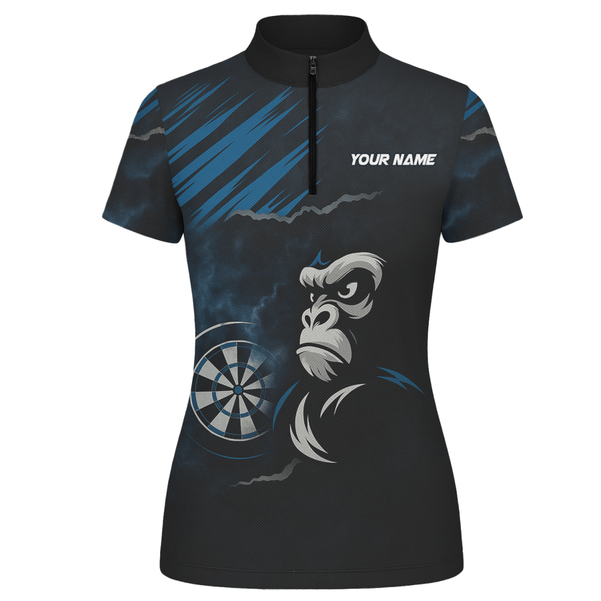 Personalisiertes Damen Dart - Polo Shirt Gorilla Grunge Schwarz Blau Y4551 - Outfitsuche
