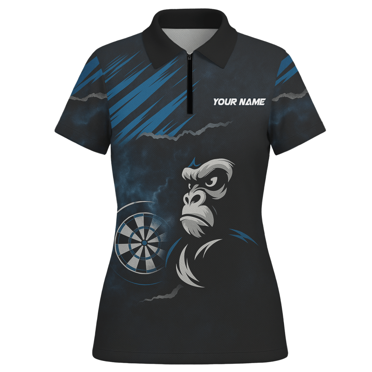 Personalisiertes Damen Dart - Polo Shirt Gorilla Grunge Schwarz Blau Y4551 - Outfitsuche