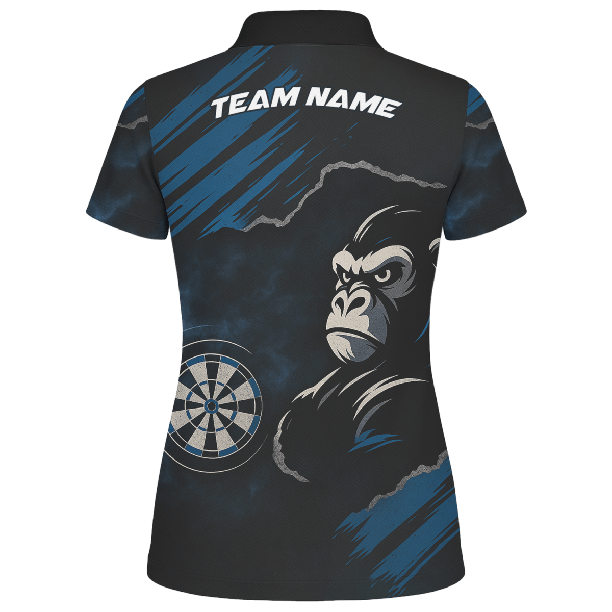 Personalisiertes Damen Dart - Polo Shirt Gorilla Grunge Schwarz Blau Y4551 - Outfitsuche