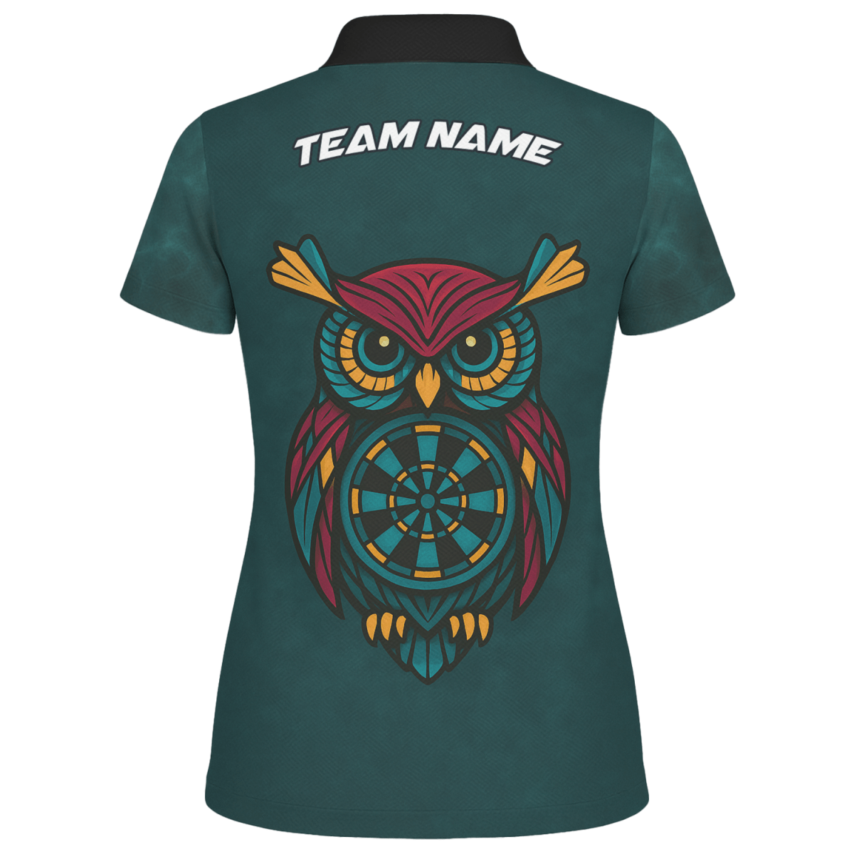 Personalisiertes Damen Dart Polo - Shirt mit Wunschname - Eule - Team - Dunkeltürkis - Outfitsuche