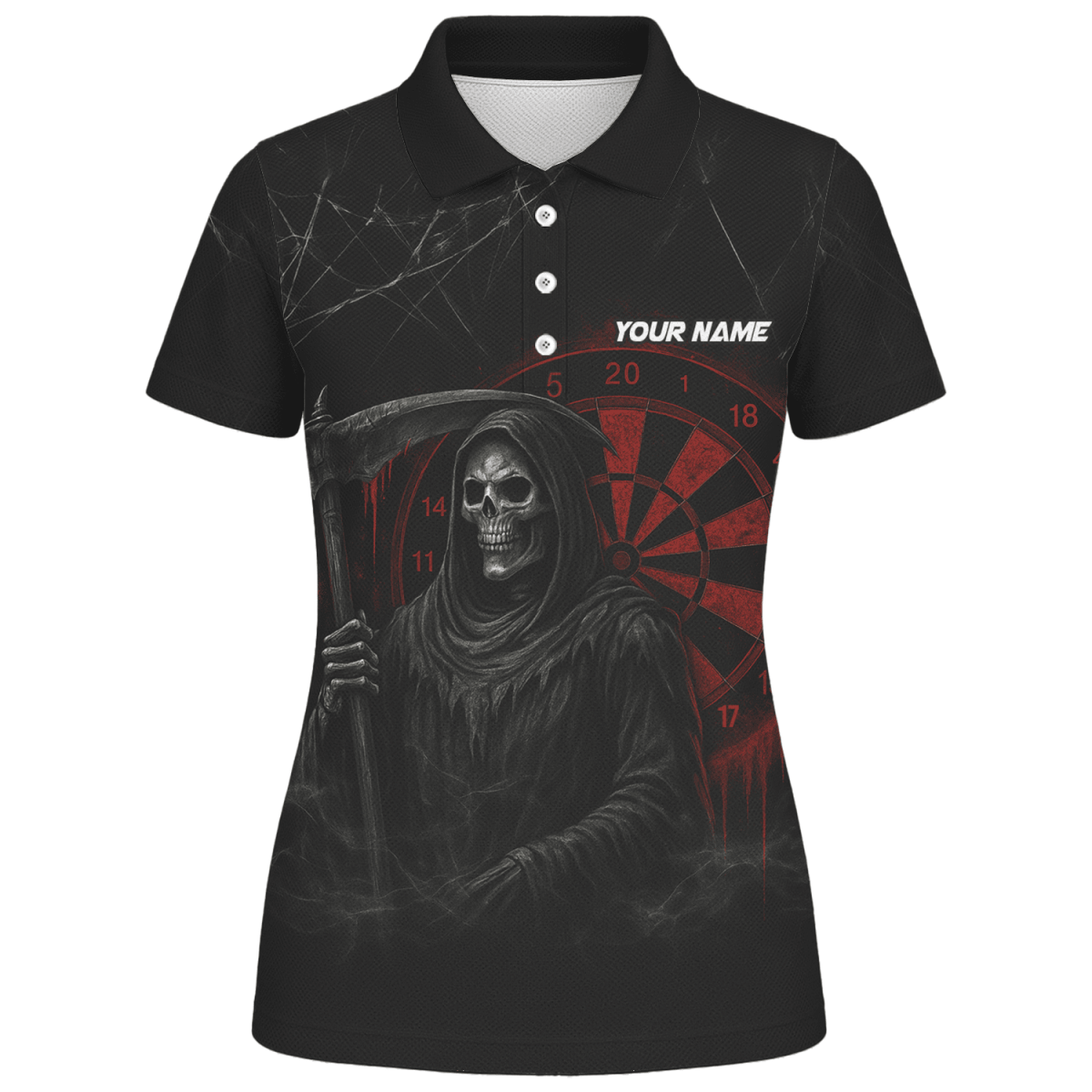 Personalisiertes Damen Dart - Polohemd mit Werwolf - Motiv im blauen Tropische - Nacht - Design O7902 - Outfitsuche