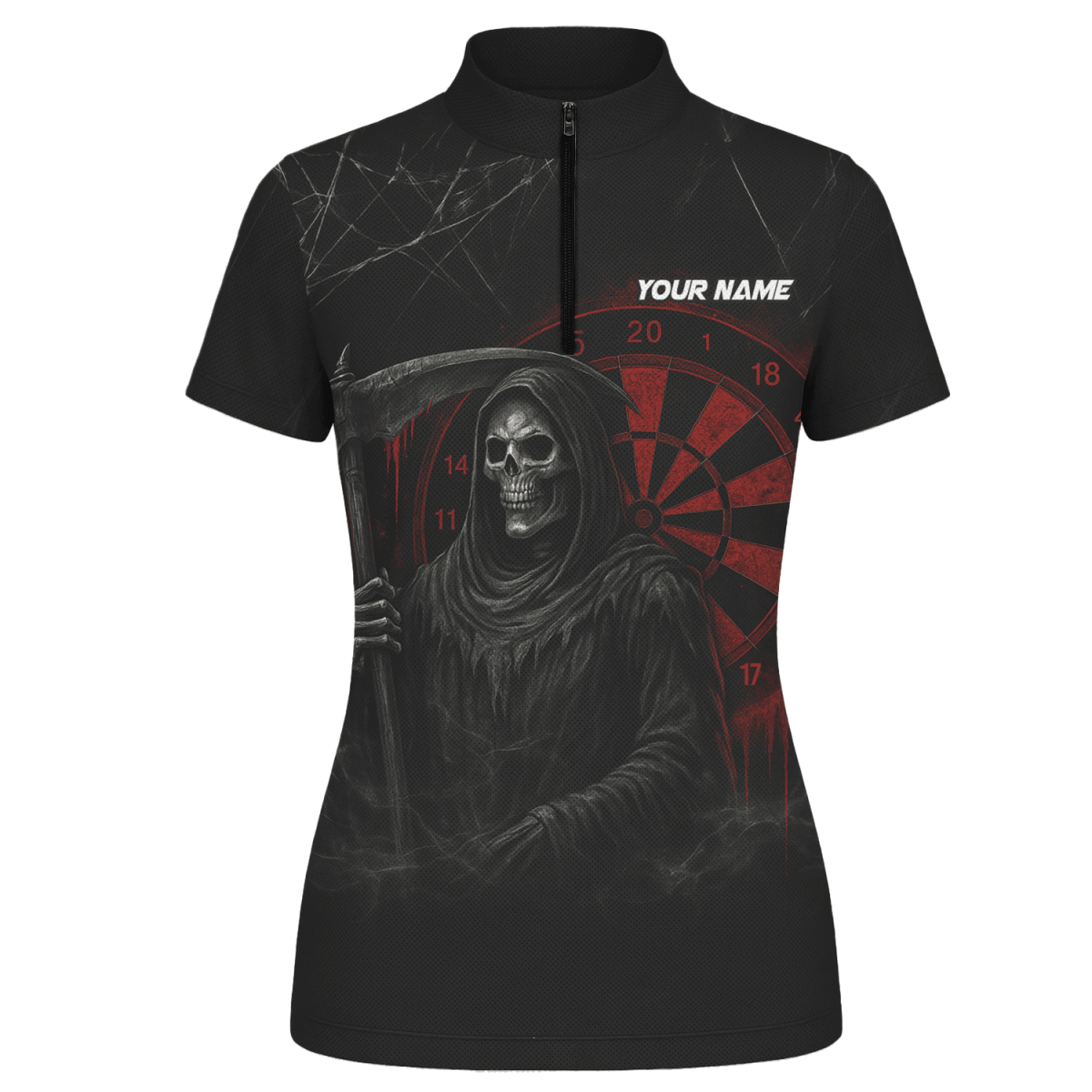 Personalisiertes Damen Dart - Polohemd mit Werwolf - Motiv im blauen Tropische - Nacht - Design O7902 - Outfitsuche