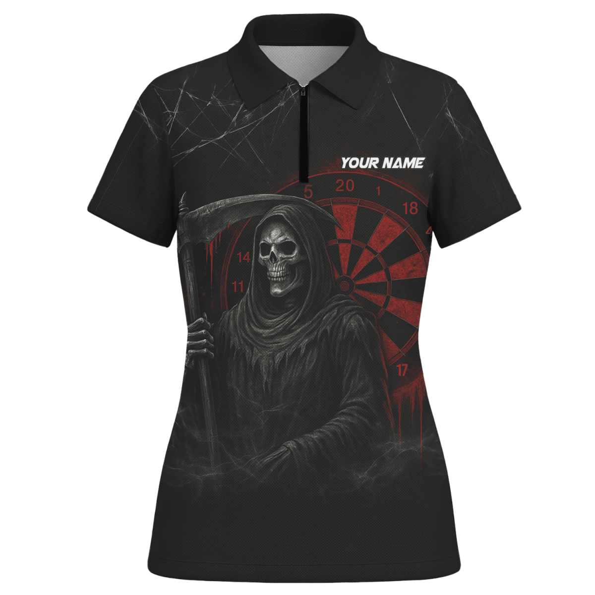 Personalisiertes Damen Dart - Polohemd mit Werwolf - Motiv im blauen Tropische - Nacht - Design O7902 - Outfitsuche