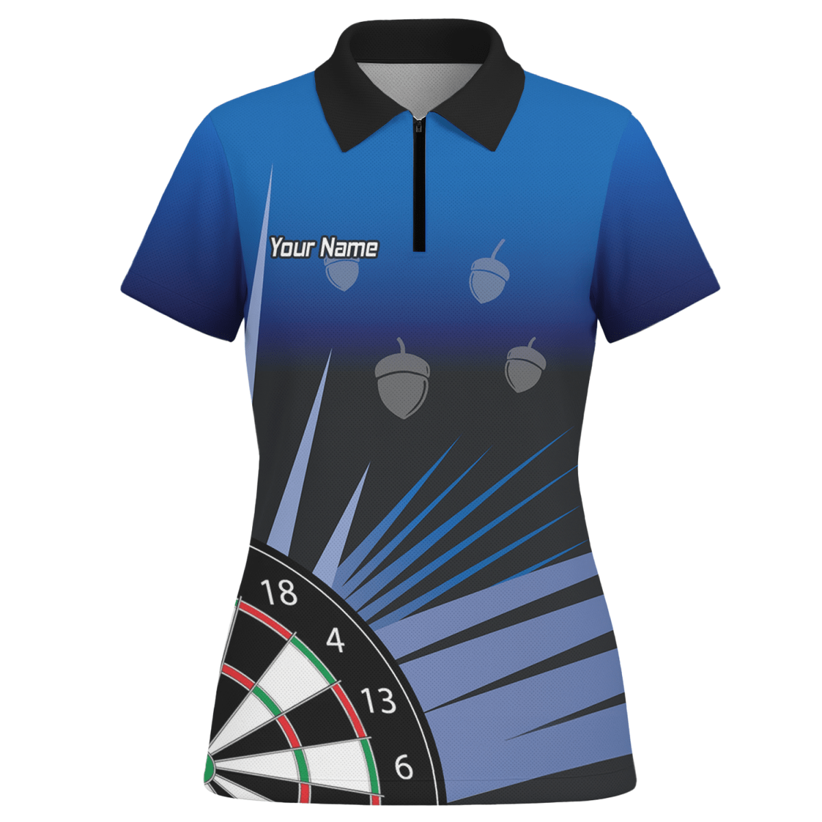 Personalisiertes Damen Dart Poloshirt Blau Schwarz Eichel P4674 - Outfitsuche