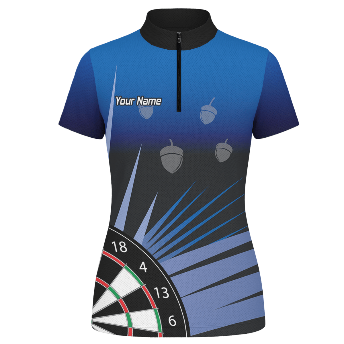 Personalisiertes Damen Dart Poloshirt Blau Schwarz Eichel P4674 - Outfitsuche