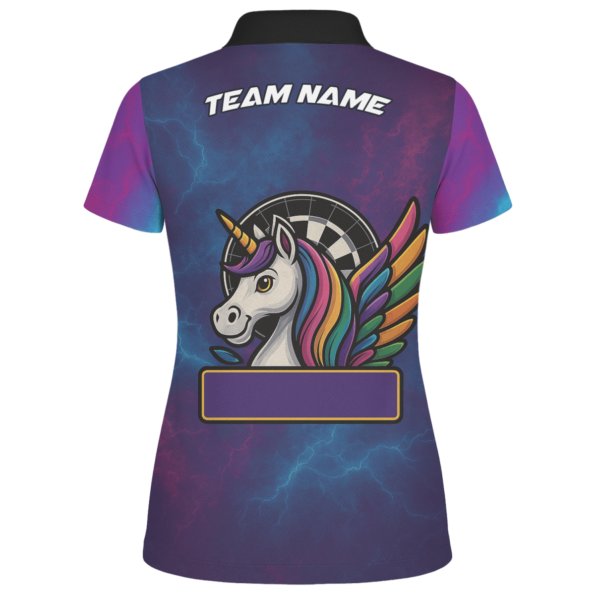 Personalisiertes Damen Dart Poloshirt Einhorn Regenbogen Blitz Lila Blau B1140 - Outfitsuche