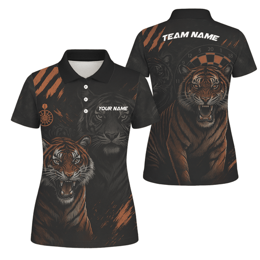 Personalisiertes Damen Dart - Poloshirt mit Adler - Sterne - Motiv, Rot - Schwarz E4591 - Outfitsuche
