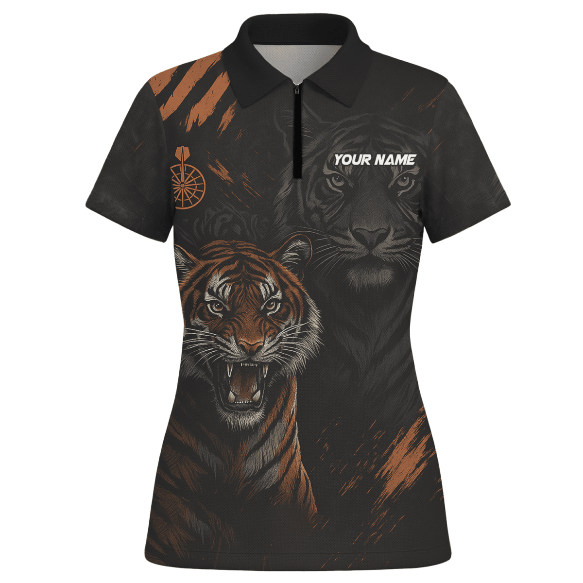 Personalisiertes Damen Dart - Poloshirt mit Adler - Sterne - Motiv, Rot - Schwarz E4591 - Outfitsuche