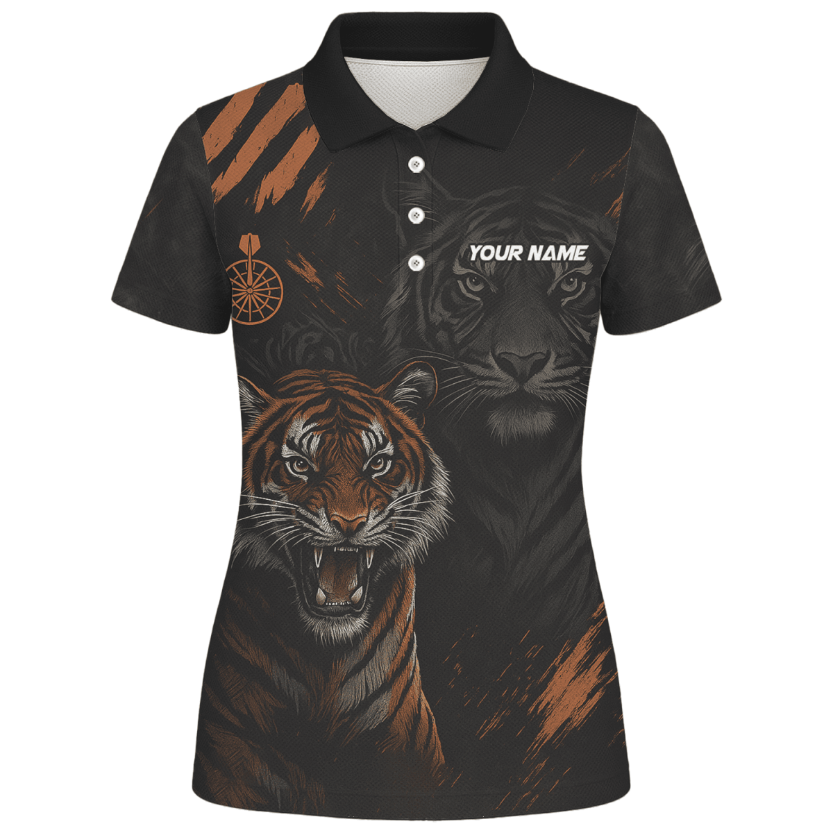 Personalisiertes Damen Dart - Poloshirt mit Adler - Sterne - Motiv, Rot - Schwarz E4591 - Outfitsuche