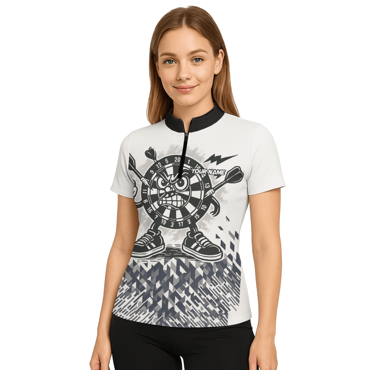 Personalisiertes Damen Dart - Poloshirt mit Elchjäger - Motiv, Schwarz - Grün J8357 - Outfitsuche
