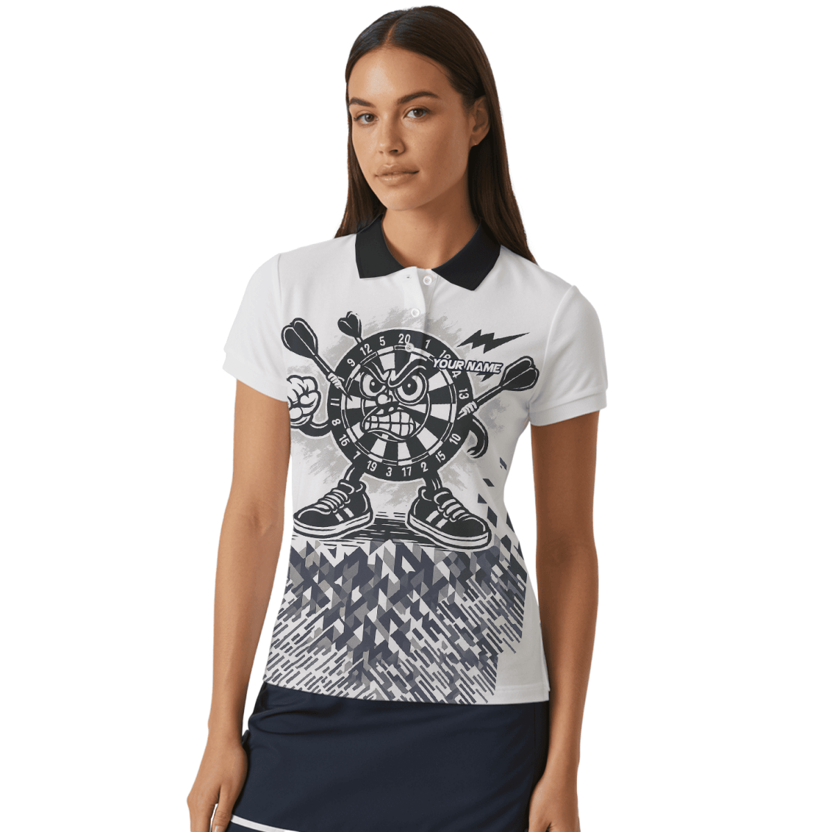 Personalisiertes Damen Dart - Poloshirt mit Elchjäger - Motiv, Schwarz - Grün J8357 - Outfitsuche