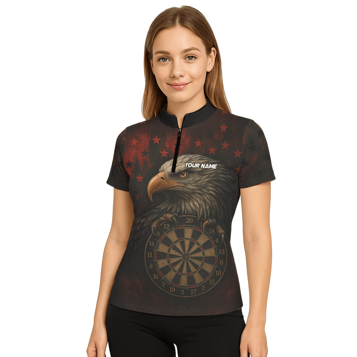 Personalisiertes Damen Dart Poloshirt mit Sensenmann & Bier - Totenkopf Motiv Schwarz - Orange Y5103 - Outfitsuche