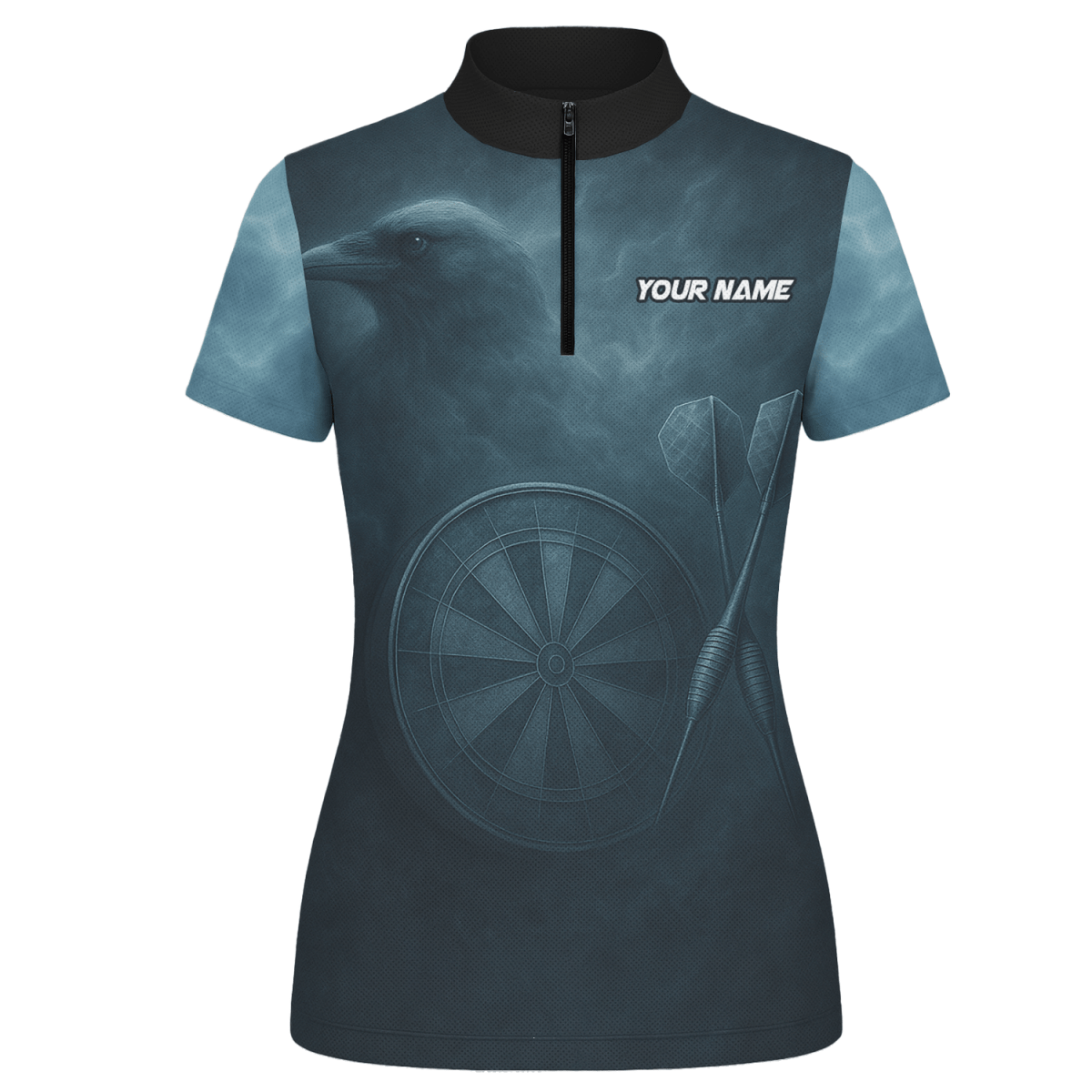 Personalisiertes Damen Dart - Poloshirt mit Wikinger Rabenschädel Dunkelblau W1489 - Outfitsuche