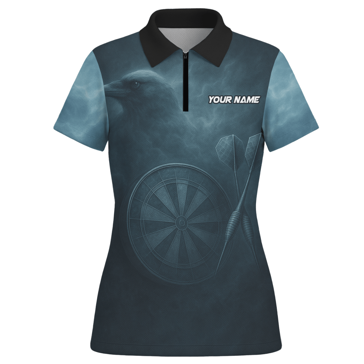 Personalisiertes Damen Dart - Poloshirt mit Wikinger Rabenschädel Dunkelblau W1489 - Outfitsuche